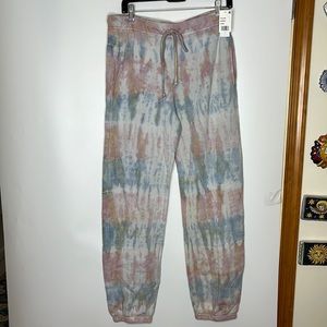 NWT VLVT Velvet Womens Pants Sweatpants Hallie04 Sunrise Cotton Tie Dye L LARGE